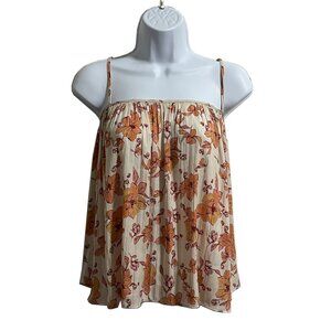 Free People Floral Satin Tank Top, Size Medium